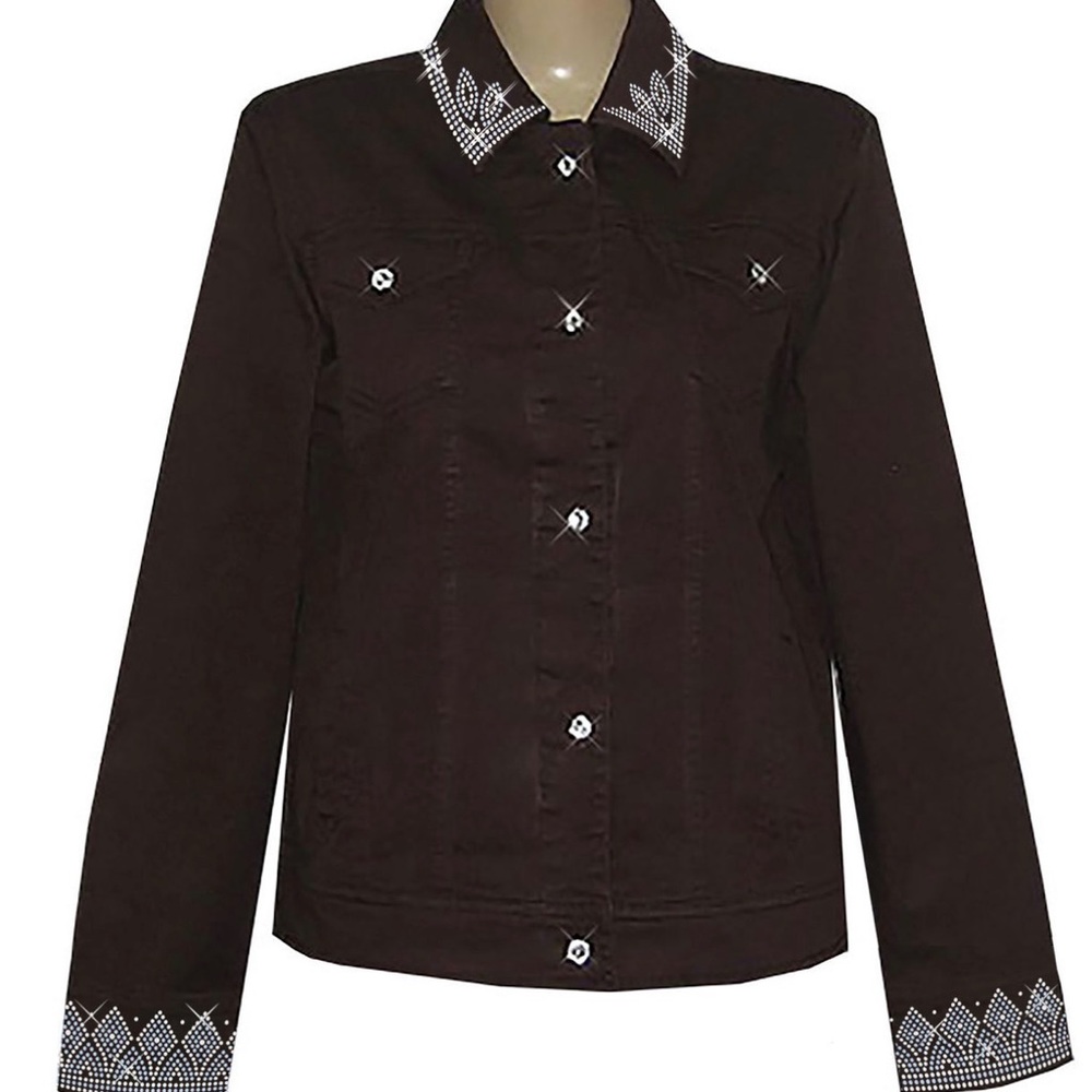 Brown Denim Rhinestone Jacket