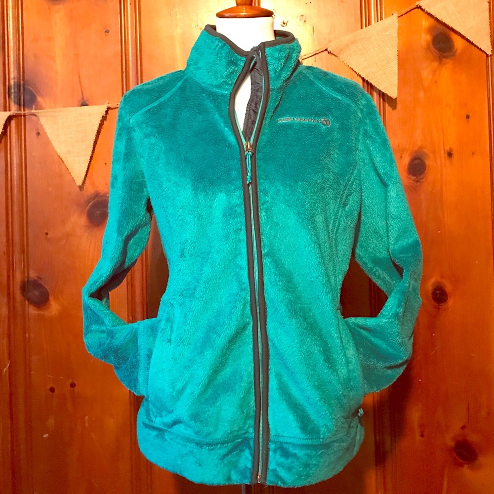 Teal fleece zip-up large Free Country Jacket!
