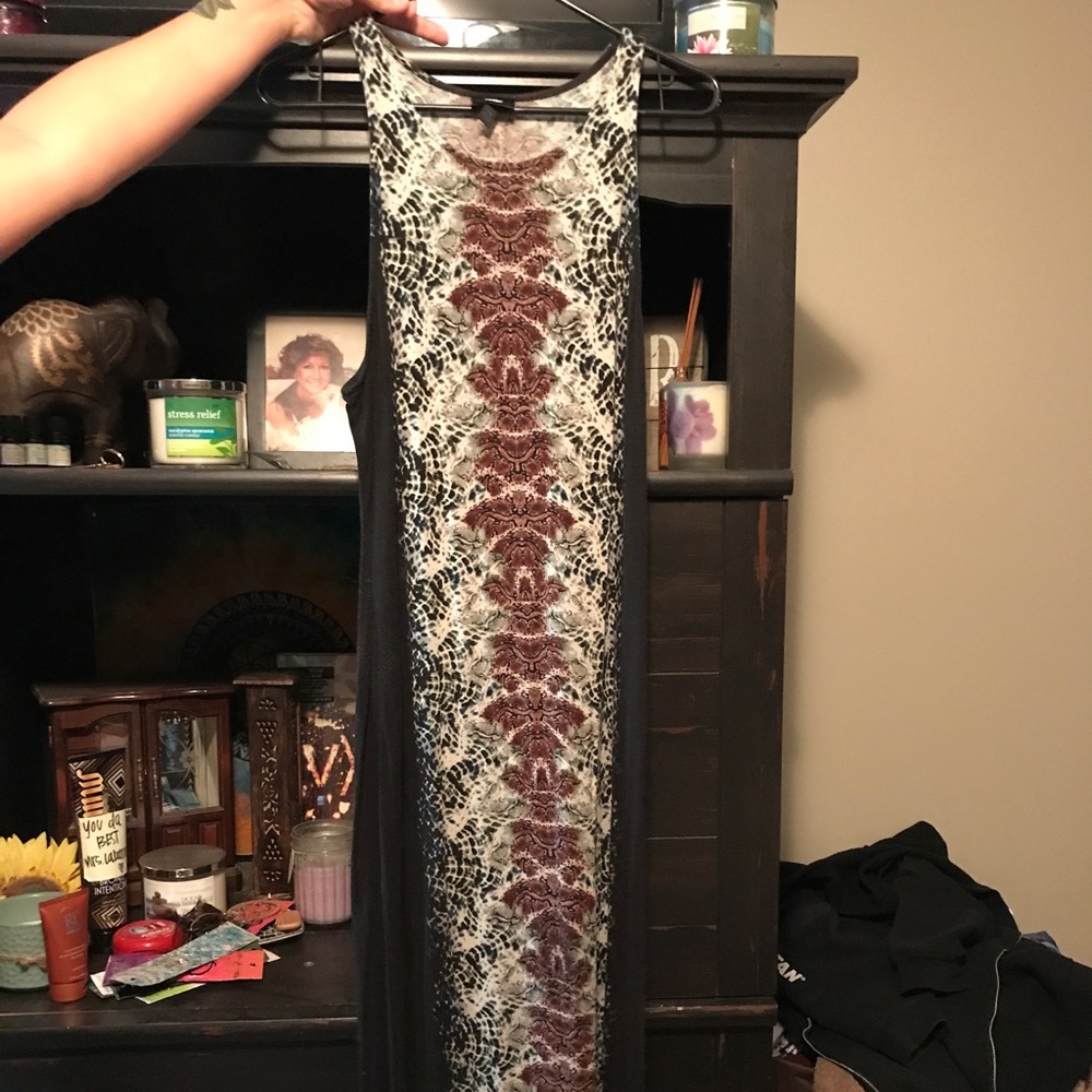 Long black patterned maxi dress