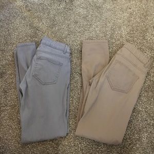 Grey and tan skinny jeans
