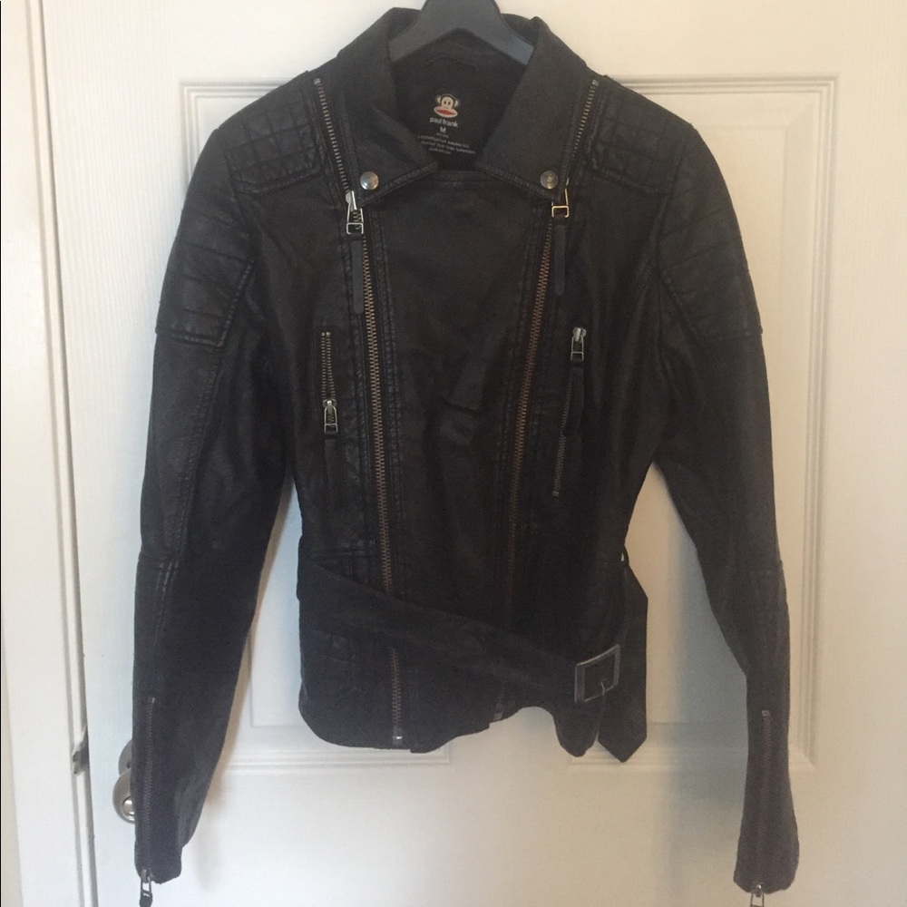 Basil belted leather biker jacket