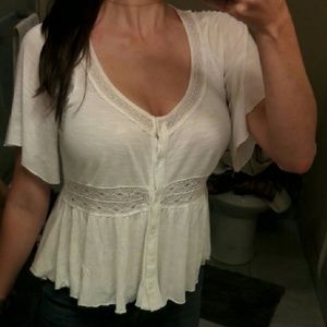 American Eagle Outfitters  XXS White Flowy Blouse