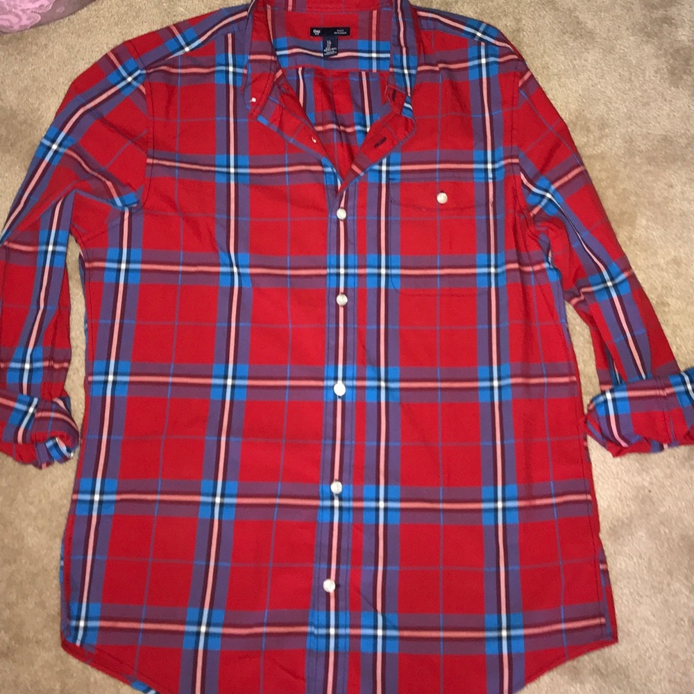 Gap Slim Fit Plaid Button-Up
