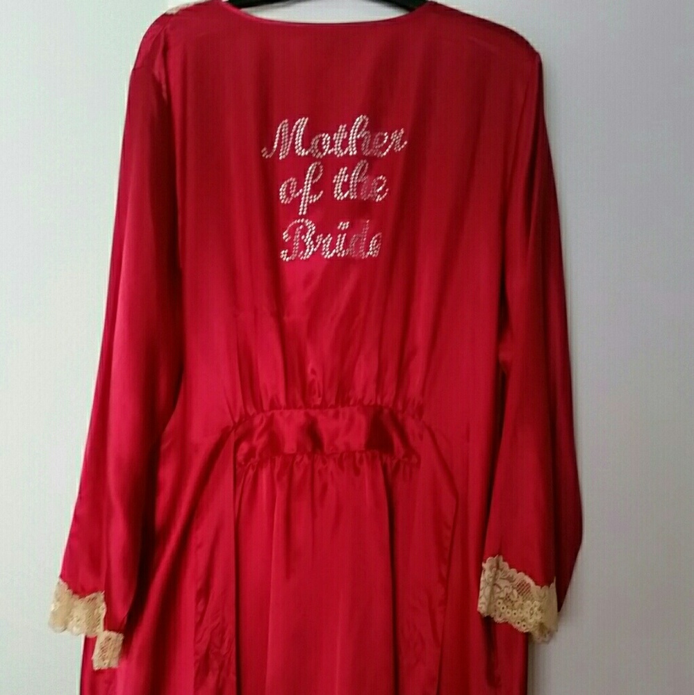 Custom Crystal Mother of the Bride Red Silk Robe