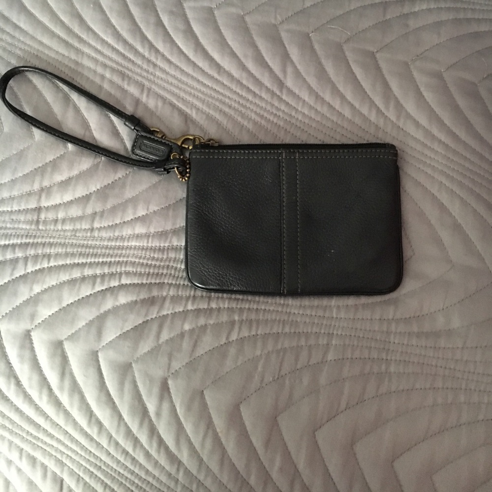 Vintage black leather Coach wristlet