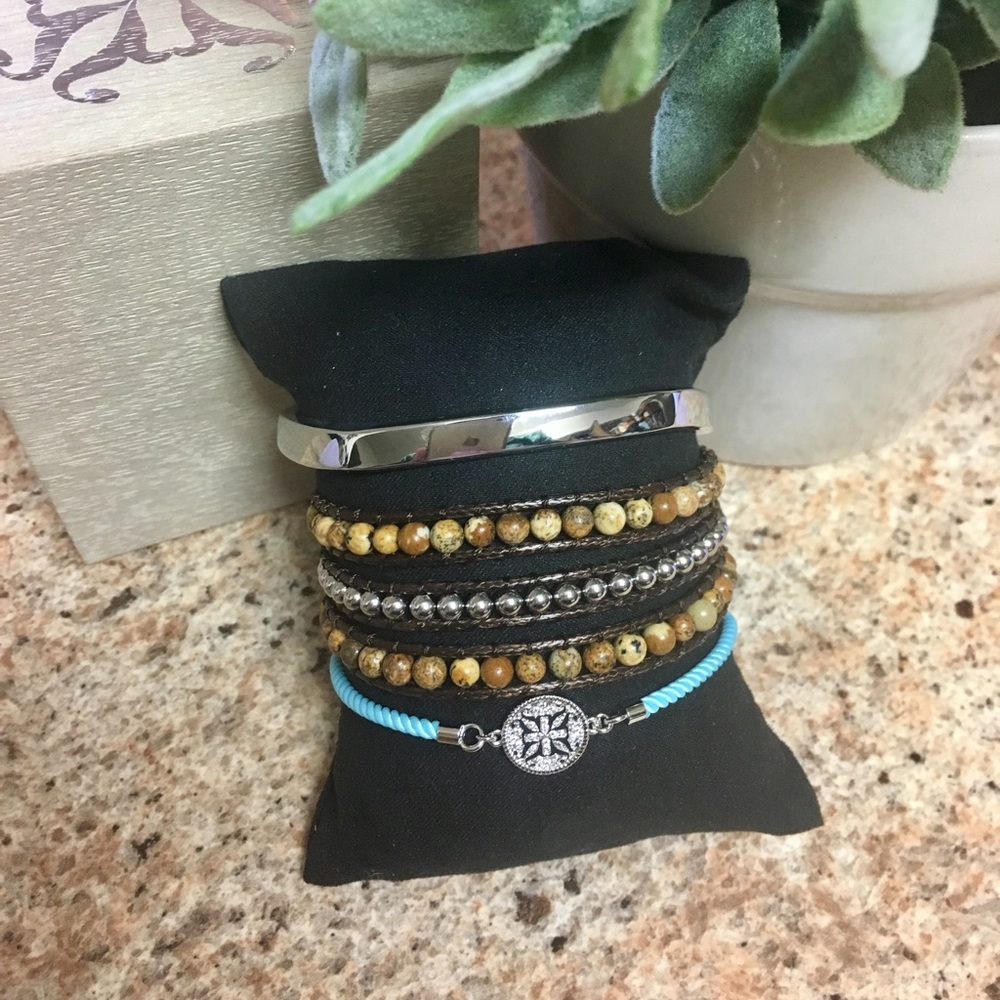 Rustic Cuff Bohemian Chic 3 Bracelet Set