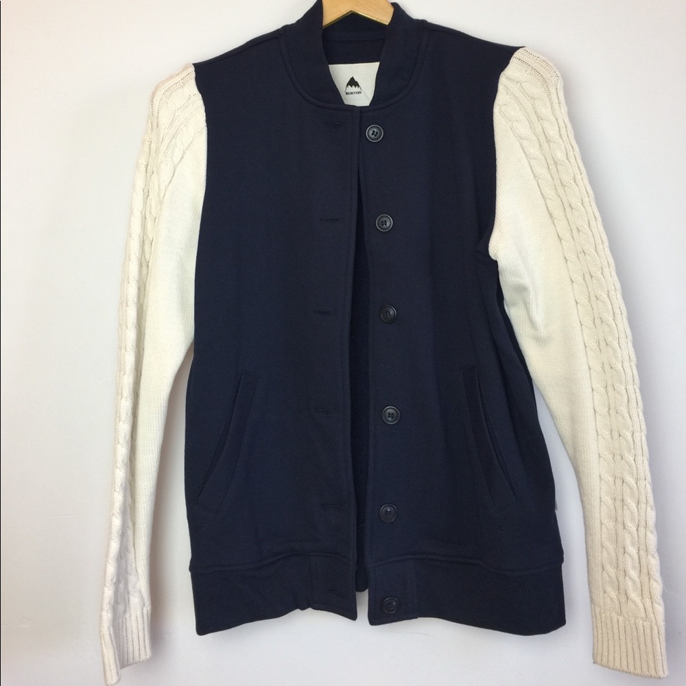 Burton Button Down Sweater Jacket w/ knit sleeves