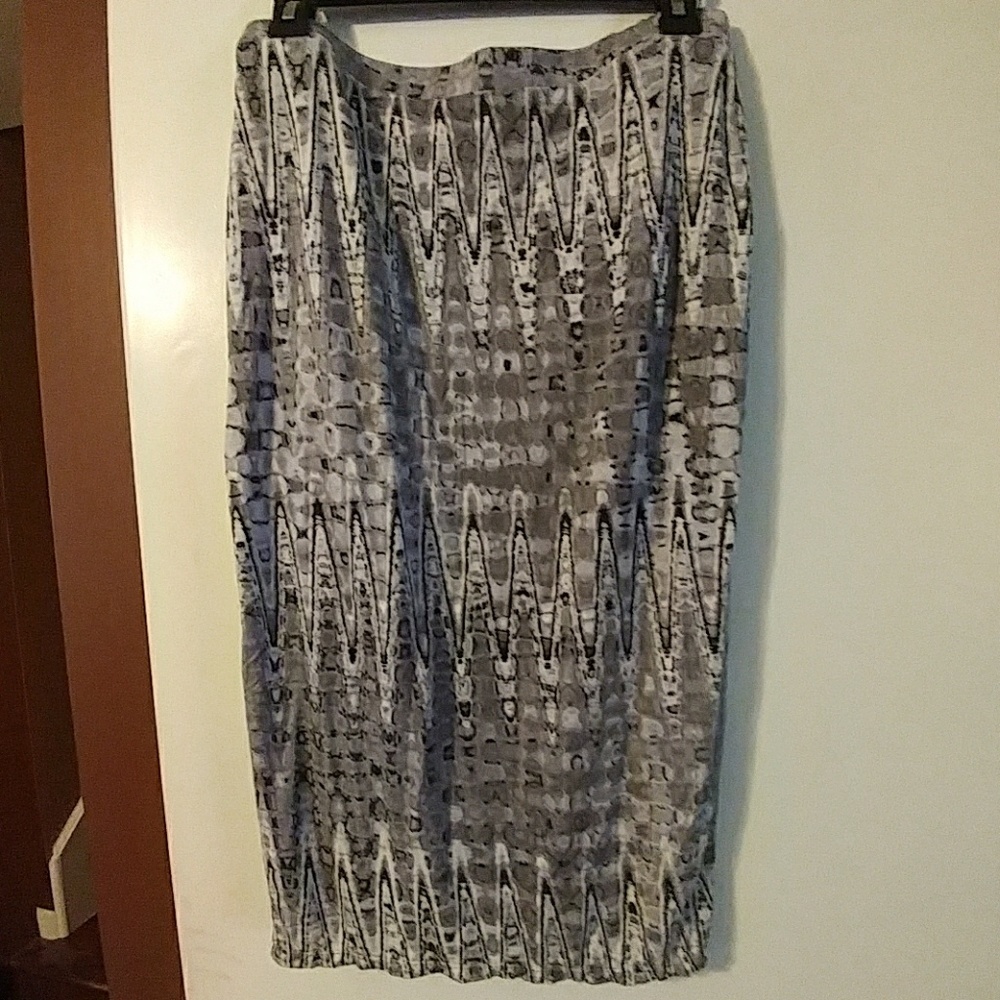 Ikat print jersey knee-length pencil skirt