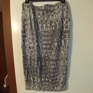 Ikat print jersey knee-length pencil skirt