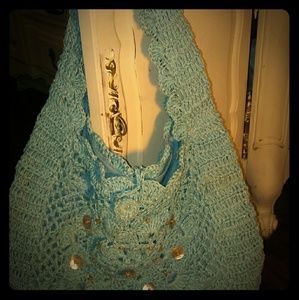 Embroidered Button Satchel Bag