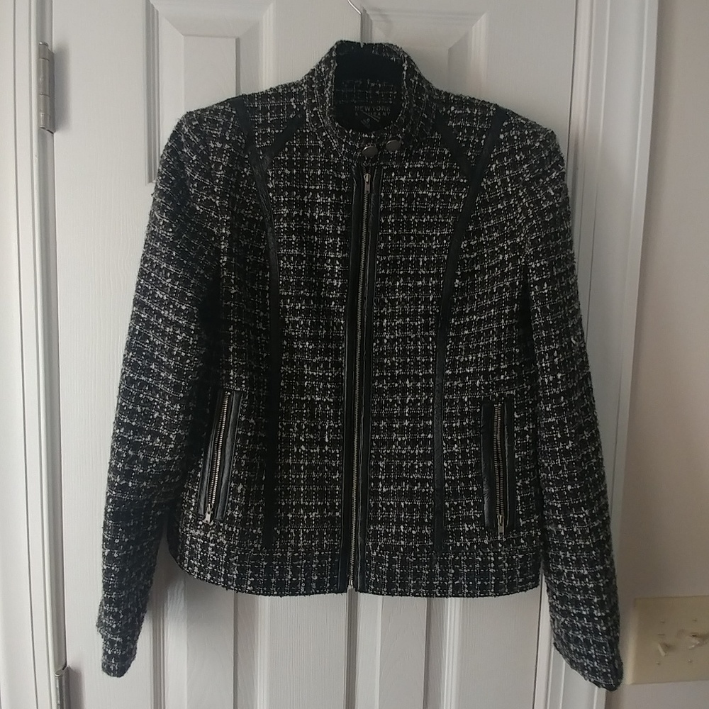Jacket with leather trim