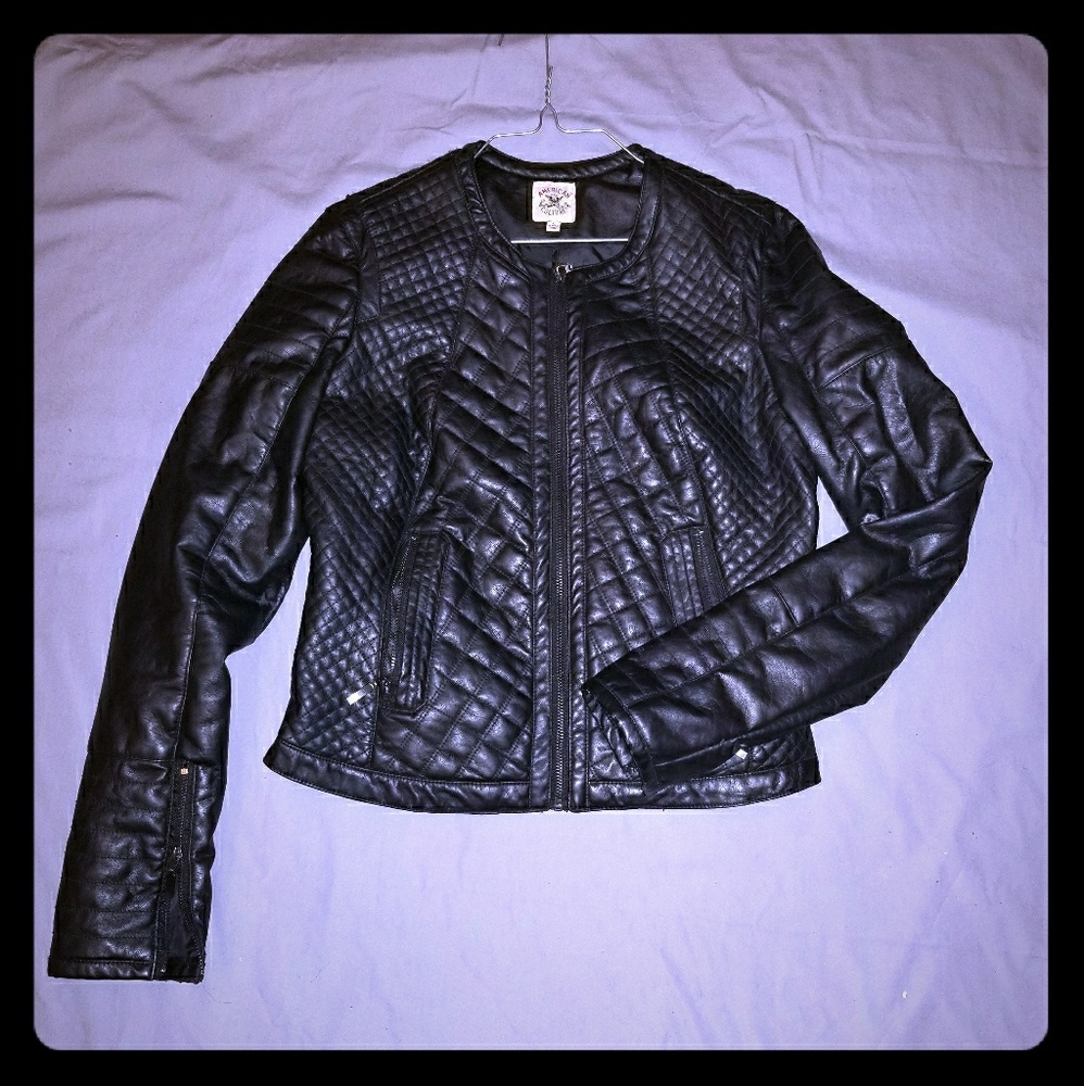 Black faux leather jacket [SZ-Large]