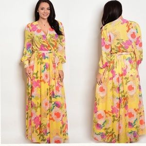 Floral Maxi Dress with Belt