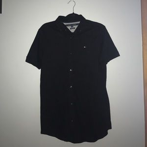 TOMMY HILFIGER Black short sleeve button up