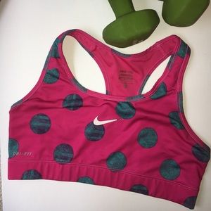 NIKE PRO SPORTS BRA - pink with teal dots