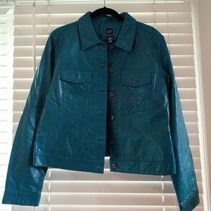 Gap turquoise leather jacket