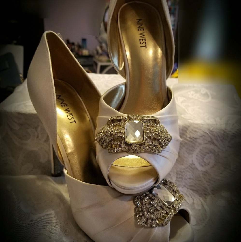 NINE WEST gem embelished heels