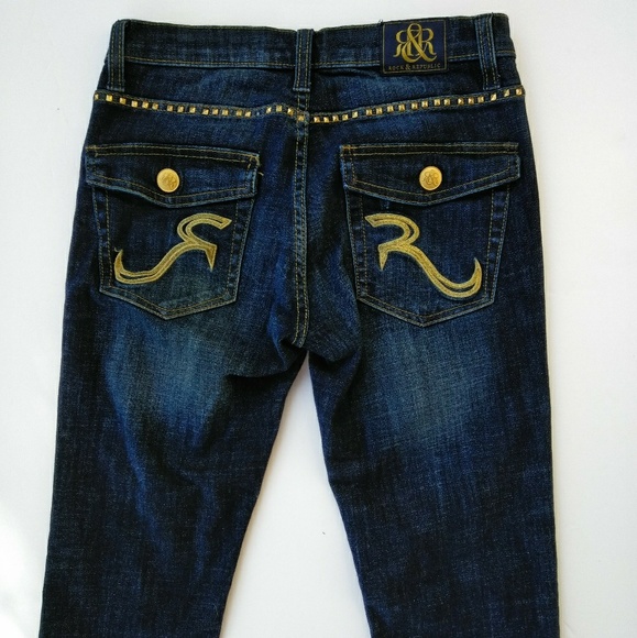 Rock & Republic Gold Studded Jeans - Picture 2 of 5