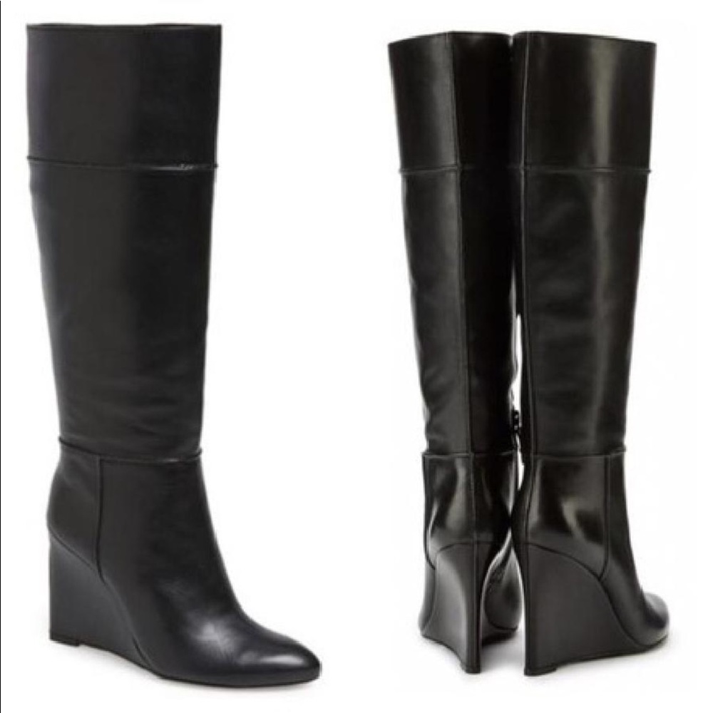 NWT Tory burch leather knee high wedge boots