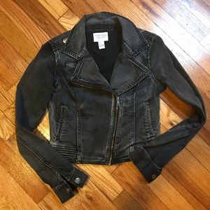 Black Denim Moto Jacket