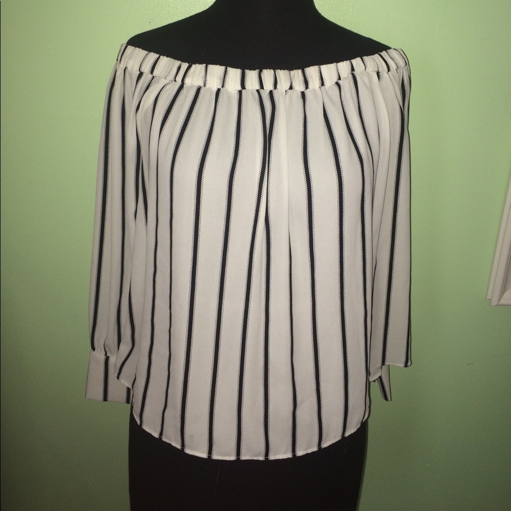 Off the shoulder striped blouse