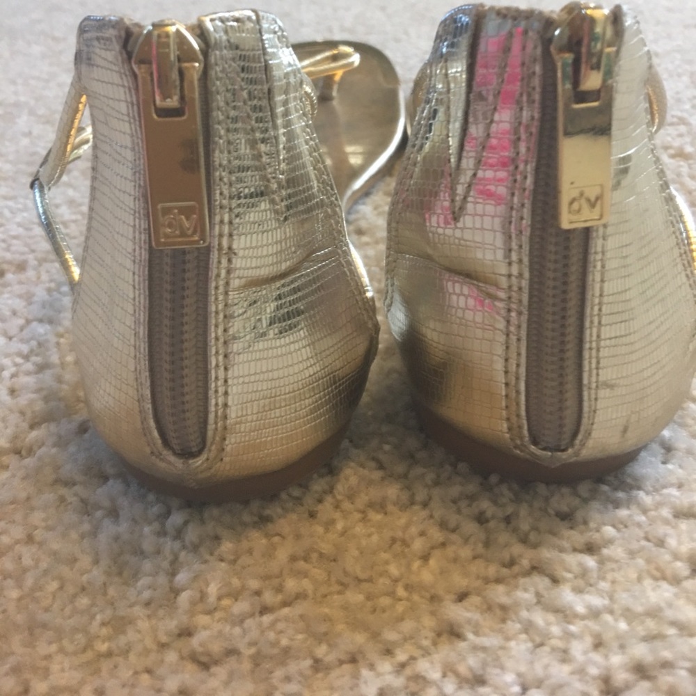 Shiny Gold Gladiator sandals with back zip
