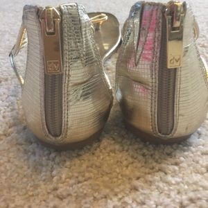 Shiny Gold Gladiator sandals with back zip