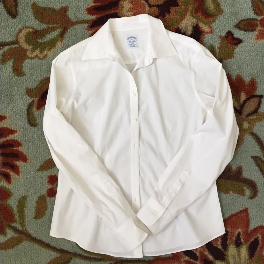 Brooks Brothers Fitted Non Iron Shirt in white