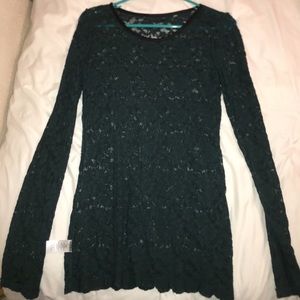 Dark green lace long sleeve