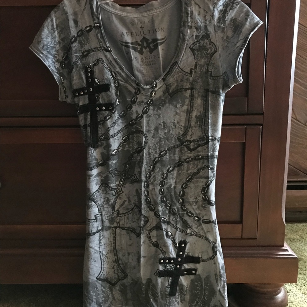 Affliction XS Tee with Lace-up Back Detail