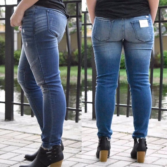 ONE SIZE 7 LEFT!✨ Medium Wash Premium Moto Jeans - Picture 2 of 2