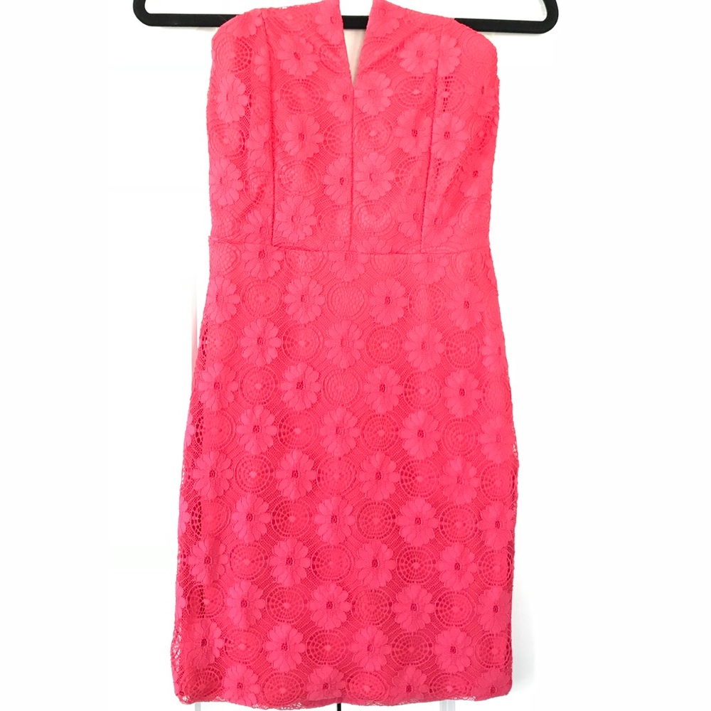 Strapless floral cocktail dress