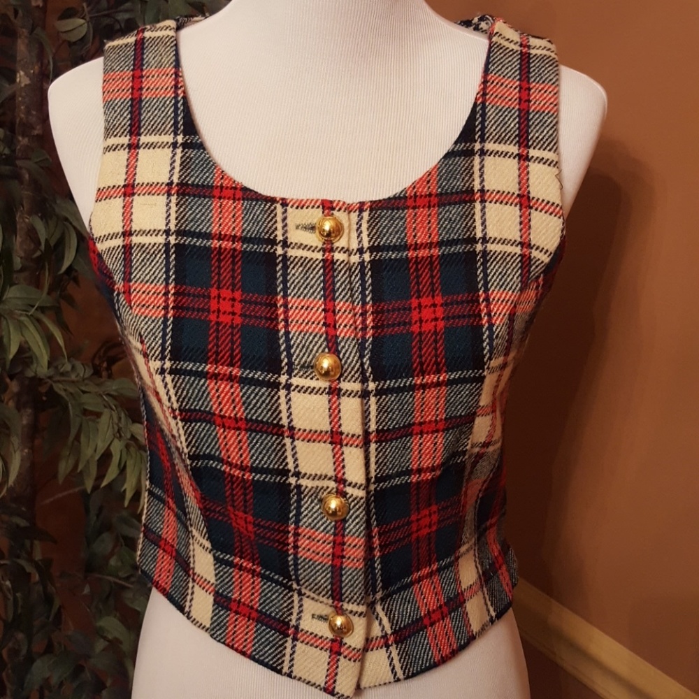 VINTAGE LANZ (Marshall Field) Plaid Vest Size 9