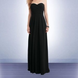 Black Strapless Chiffon Bridesmaid Dress
