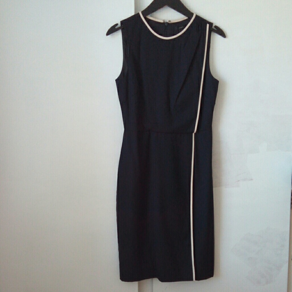 J Crew navy and cream piped dress size 2