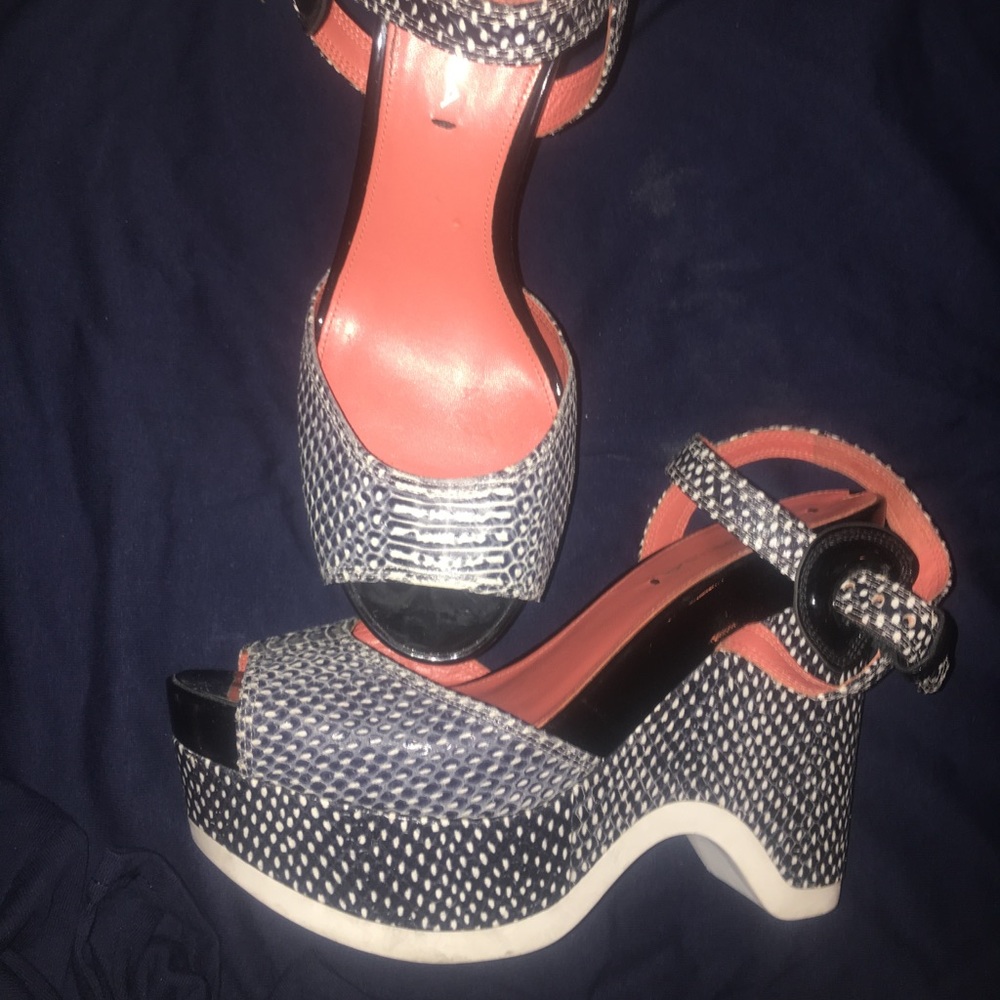 Black ' white print Via Spiga platform sandals