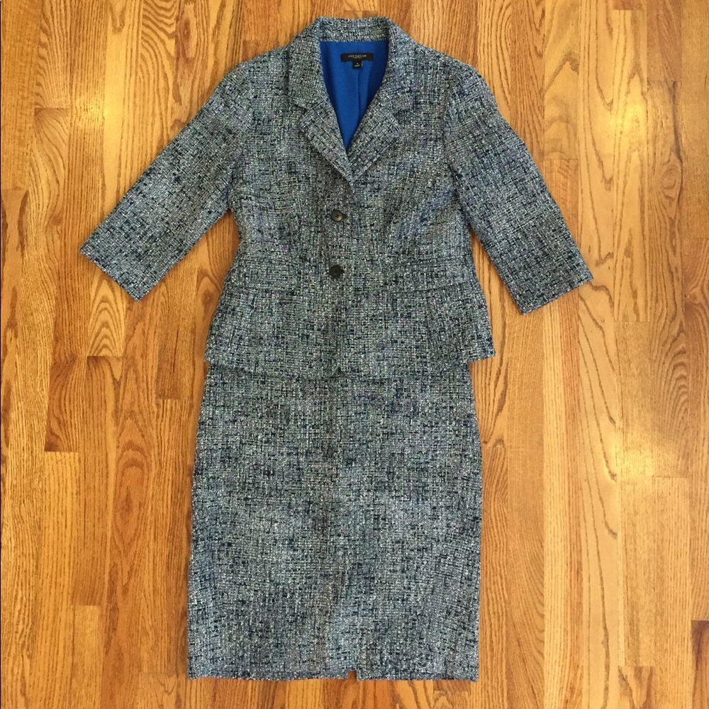 Ann Taylor Suit blue and white