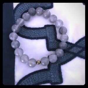 Smokey gray stretch beaded bracelet