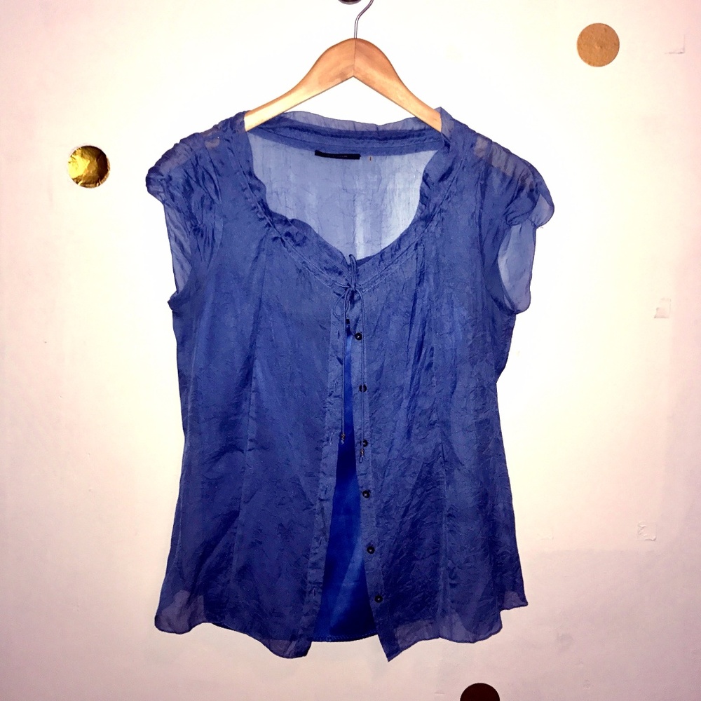 Elie Tahari Sheer Blue Blouse set - Small