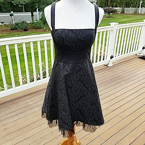 Gorgeous Black BCBG Lace and Tulle Dress - Picture 1 of 8