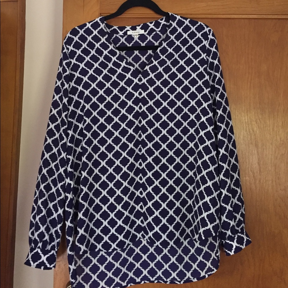 Pleione blouse - navy and white tile print size M