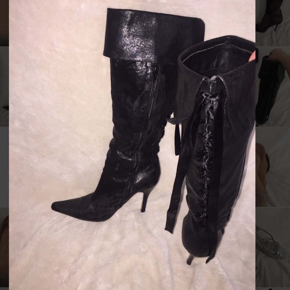 Black lace up boots