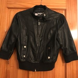 Faux Leather 3/4 sleeve jacket