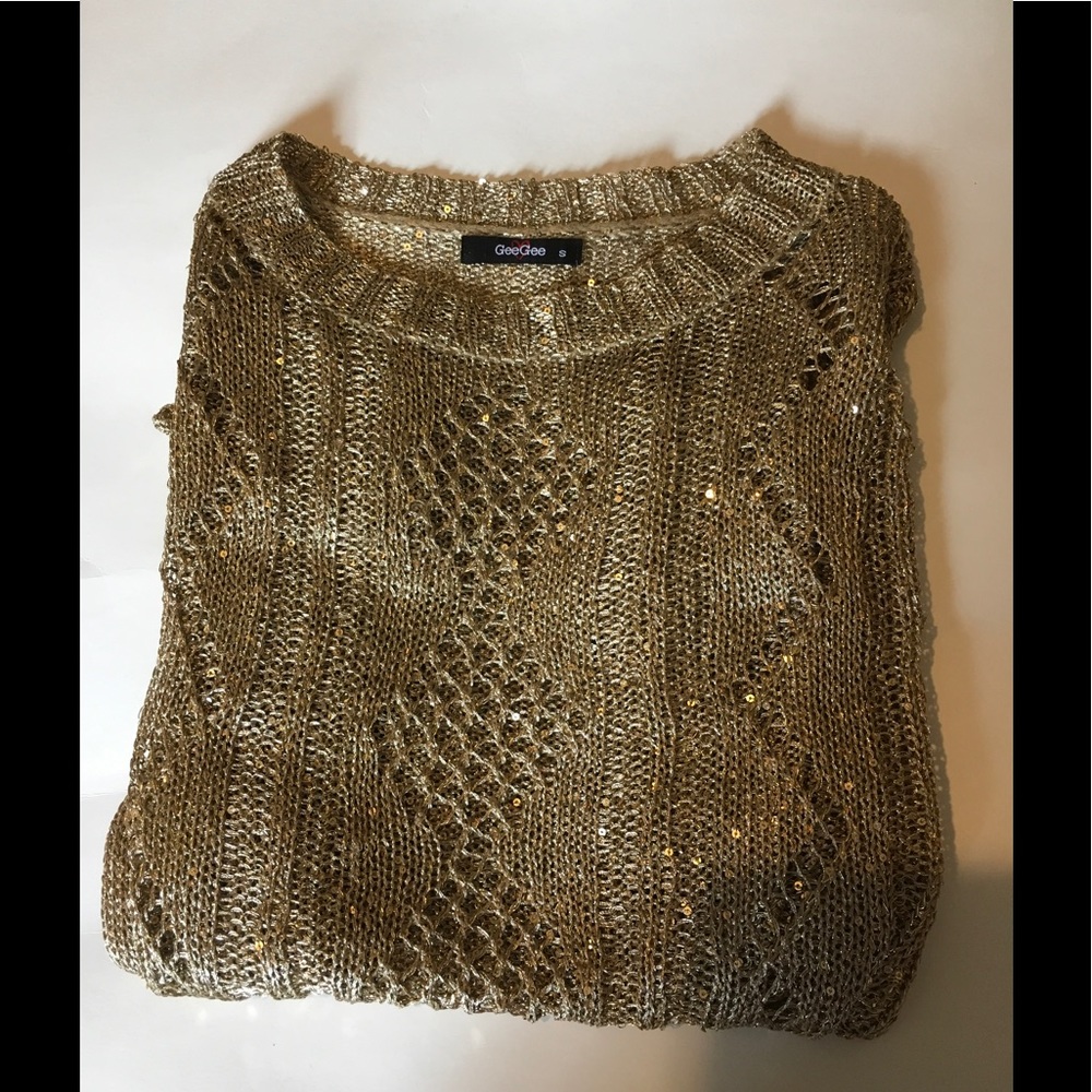 Sparkly mesh type gold sweater