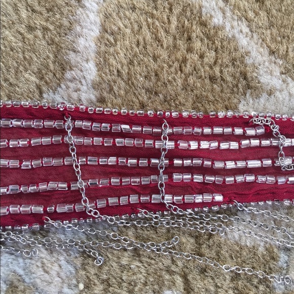 🎁🎄Chan Luu skinny embellished red scarf🎄🎁 - Picture 5 of 7