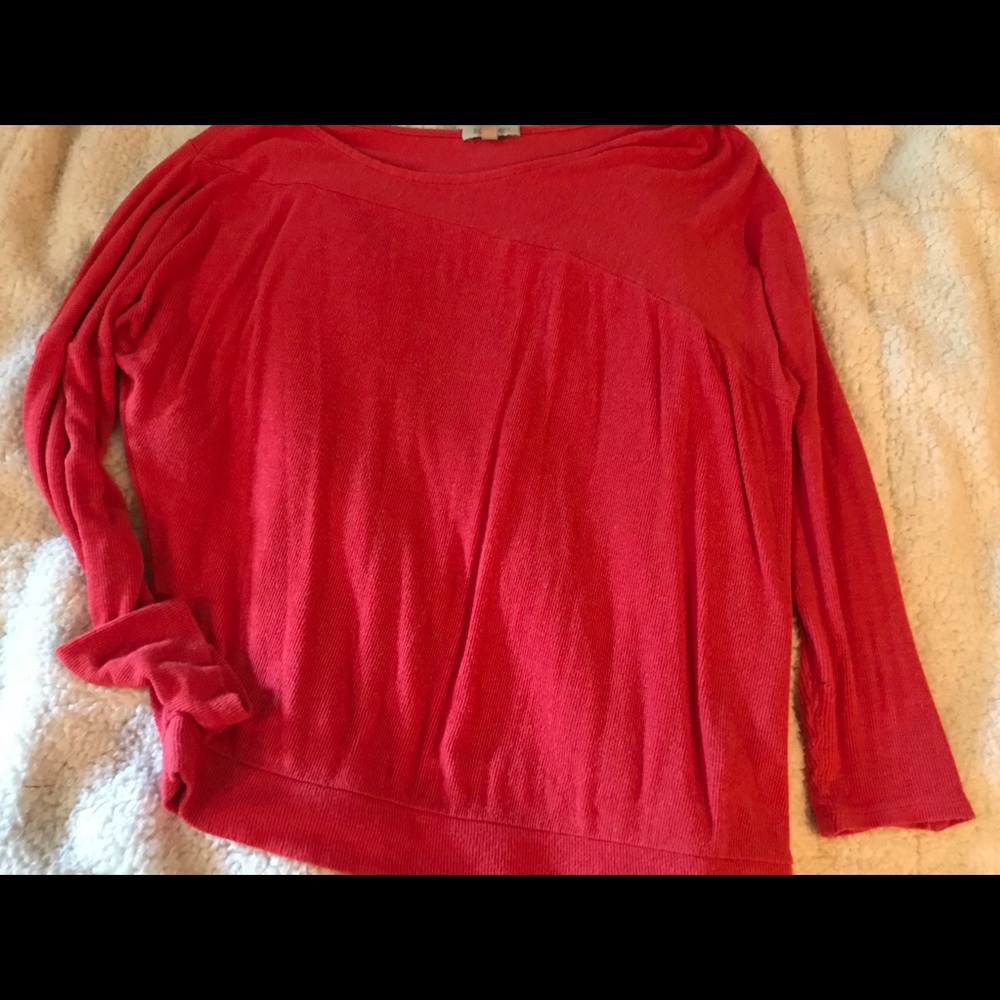 Orange-pink length sleeve top