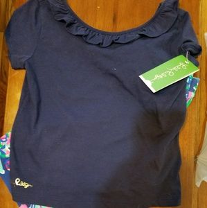 Lilly Pulitzer Girls Brit Top - Navy - M (6-7) NWT
