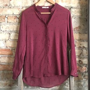 41 Hawthorn Maroon polka dot blouse