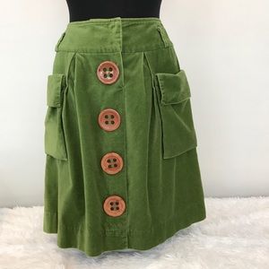 Elevenses for Anthropology Green Velvet Skirt