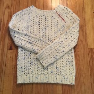 FP loose knit sweater w/ red shoulder zipper